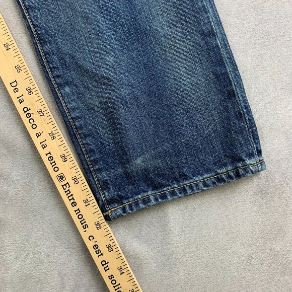 Ralph Lauren Polo Mens 33 Blue Distressed Jeans Sullivan Slim Patchwork 33x32 - Picture 11 of 16